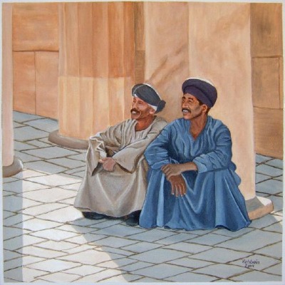 Zwei Ägypter - Acryl auf Leinwand, 50x50 cm